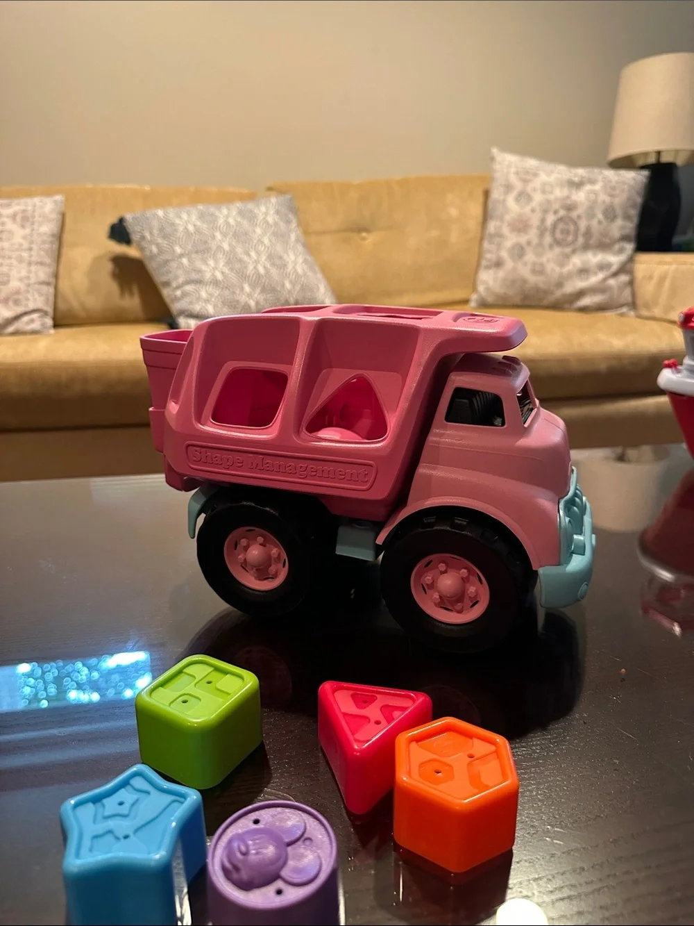 Pink Shape-Sorting Dump Truck Toy